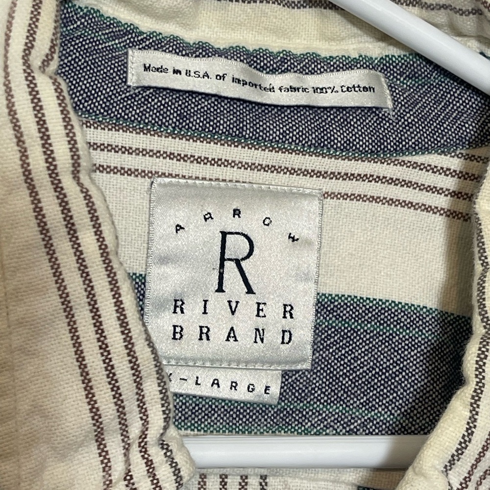 Vintage Arrow River Brand Striped Button Down Shirt XL 100% Cotton USA Made - Picture 3 of 5